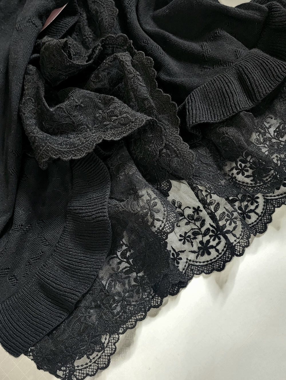 My Violet Black Lace Ruffled Cardigan Sweater - Picture 4 of 4